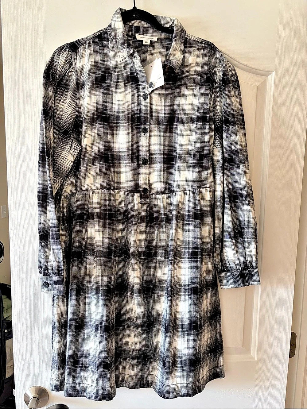 Beach Lunch Lounge Bali Plaid Dress Plaid Cotton Shirt Dress Large NWT